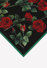Dolce & Gabbana Rose Print Silk Twill Scarf Multicolor FN093R GDAYO HN3VR