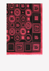 Dolce & Gabbana DG Print Scarf in Crepe Silk Pink FS182A G0WPA HE3GS