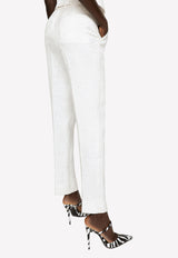 Dolce & Gabbana Floral Jacquard Tailored Pants White FTAM2T HJMB8 W0111