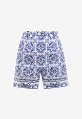 Dolce & Gabbana Majolica Print Tailored Shorts Blue FTASXT HH5BG HA3TN