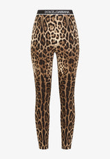 Dolce & Gabbana Leopard Print High-Waist Charmeuse Leggings Brown FTB8FT FSADD HY13M