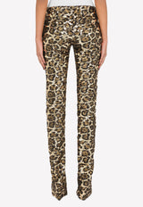 Dolce & Gabbana Sequined Leopard Pattern Pants Brown FTCH5T FLSCO S0905