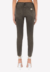 Dolce & Gabbana Low-Rise Jeans with Raw-Cut Waistband Grey FTCHOD G8CO7 S9001