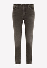 Dolce & Gabbana Low-Rise Jeans with Raw-Cut Waistband Grey FTCHOD G8CO7 S9001