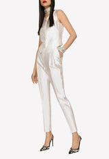 Dolce & Gabbana High-Waist Shantung Tailored Pants White FTCJDT FU1L5 W3789