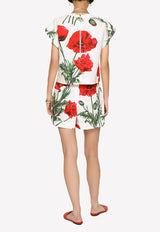 Poppy-Print Poplin Shorts Dolce & Gabbana FTCKAT HS5NN HA3VN