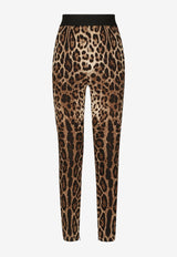 Dolce & Gabbana Leopard-Print Charmeuse Leggings Brown FTCTNT FSADD HY13M