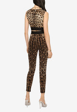 Dolce & Gabbana Leopard-Print Charmeuse Leggings Brown FTCTNT FSADD HY13M