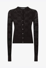 Dolce & Gabbana DG Logo Jacquard Lace Cardigan Black FXD65T JAIEK N0000