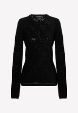Dolce & Gabbana DG Logo Jacquard Knit Top Black FXI40T JAIL2 N0000