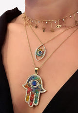 قلادة موزيك كولكشن من الذهب الأصفر عيار 18 قيراط بالألماس الأبيض