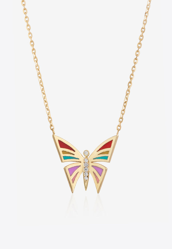 My Dream is to Fly Diamond Butterfly Necklace in 18-Karat Yellow Gold