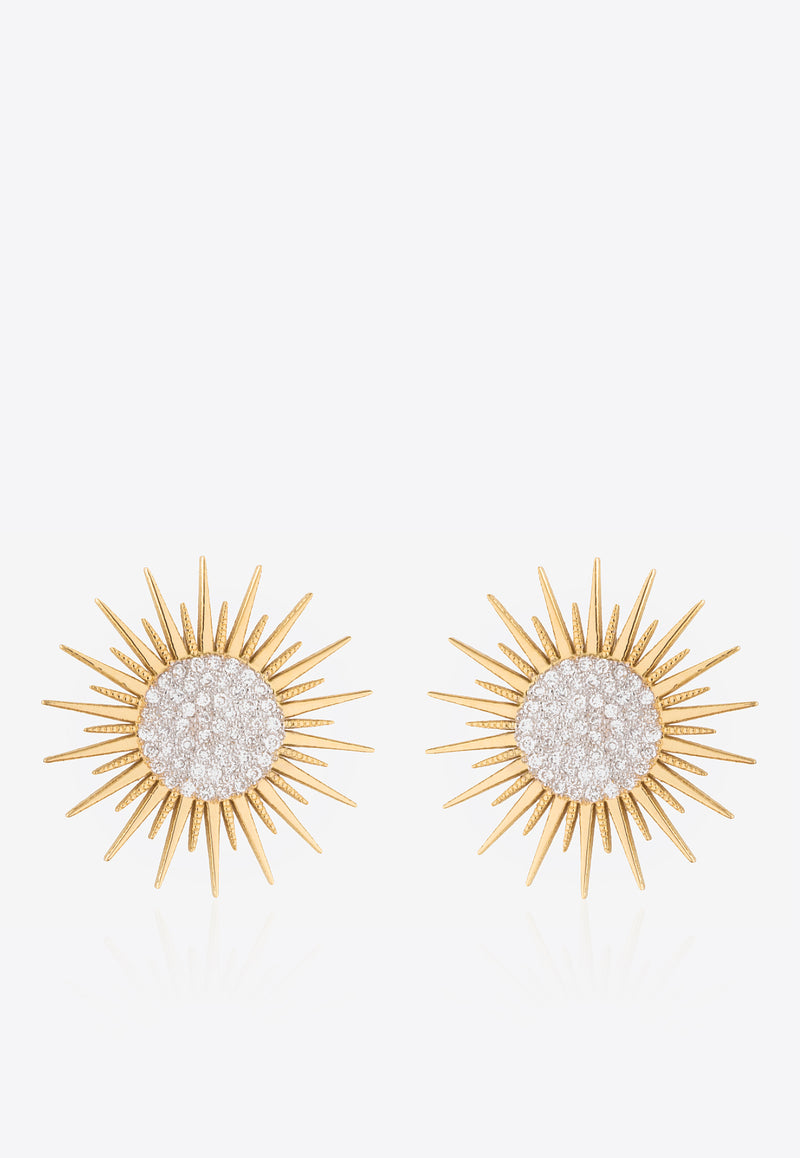 Soleil Collection Earrings in 18-karat Yellow Gold with White Diamonds