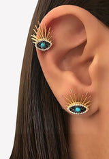 أقراط سويت كولكشن من الذهب الأصفر عيار 18 قيراط والذهب الأسود والألماس الأبيض