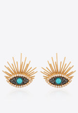 أقراط سويت كولكشن من الذهب الأصفر عيار 18 قيراط والذهب الأسود والألماس الأبيض