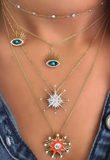 قلادة سويت كولكشن من الذهب الأصفر والأسود عيار 18 قيراط مع الألماس الأبيض