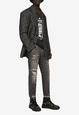 Dolce & Gabbana Oversize Herringbone Wool Blazer Gray G2PQ7T FCMCL S8030