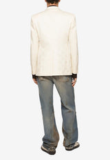 Dolce & Gabbana Logo Jacquard Single-Breasted Blazer White