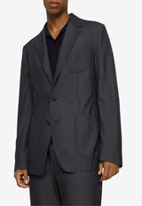 Dolce & Gabbana Single-Breasted Wool Blazer Blue