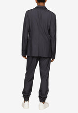 Dolce & Gabbana Single-Breasted Wool Blazer Blue