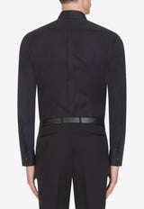 Dolce & Gabbana Black Slim Fit Long-Sleeved Shirt in Stretch Cotton G5EJ0T FUEEE N0000