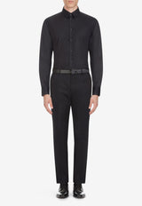 Dolce & Gabbana Black Slim Fit Long-Sleeved Shirt in Stretch Cotton G5EJ0T FUEEE N0000