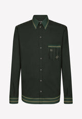 Dolce & Gabbana Striped Long-Sleeved Shirt with DG Logo Green G5IY3T FI5EW HC4JD