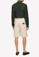 Dolce & Gabbana Striped Long-Sleeved Shirt with DG Logo Green G5IY3T FI5EW HC4JD