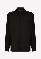 Dolce & Gabbana Linen Long-Sleeved Shirt with DG Hardware Black G5KJ0T FU4IK N0000