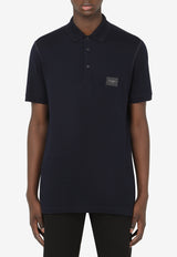 Dolce & Gabbana Blue Logo Plate Polo T-shirt in Cotton Piqué G8KK1T FU7EN B0665