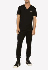 Dolce & Gabbana Logo V-neck T-shirt G8PT2T G7F2I N0000 Black
