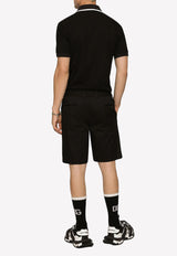 Dolce & Gabbana DG Logo Embroidered Polo T-shirt G8PU6Z FU7EN N0000 Black