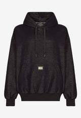 Dolce & Gabbana Denim-Effect Logo-Plate Hooded Sweatshirt Blue G9ZY0T HU7NQ S8350