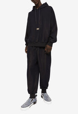 Dolce & Gabbana Denim-Effect Logo-Plate Hooded Sweatshirt Blue G9ZY0T HU7NQ S8350