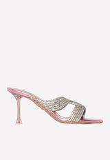 Aquazzura Gatsby 75 Crystal Embellished Mules Rose GASMIDM0-NPLEGR ENGLISH ROSE
