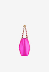 Aquazzura Mini Galactic Crystal Tote Bag in Satin GCYMTOT0-SATEXH EXOTIC ORCHID Pink