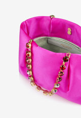 Aquazzura Mini Galactic Crystal Tote Bag in Satin GCYMTOT0-SATEXH EXOTIC ORCHID Pink