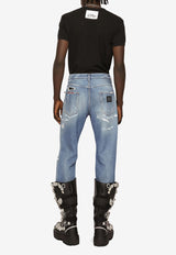 Dolce & Gabbana Distressed Straight-Leg Jeans Blue GV1TAD G8HG7 S9001