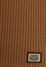 Dolce & Gabbana Logo Knitted Cashmere Scarf Brown GXK64T JAWK0 M0124