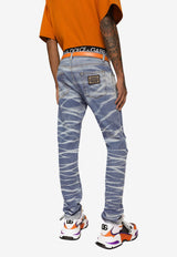 Dolce & Gabbana Ribbed Slim-Fit Jeans Blue GY07CD G8FQ0 S9001