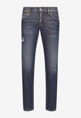 Dolce & Gabbana Skinny Jeans with Abrasions Blue GY07LD G8FR9 S9001