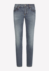 Dolce & Gabbana Slim Jeans with Whiskering GY07LD G8HB3 S9001 Blue