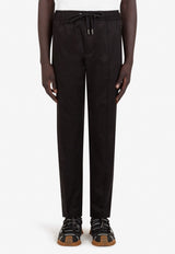 Dolce & Gabbana Logo Plaque Cotton Track Pants Black GYACET FUFJR N0000