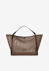 Tom Ford Large Tote Bag in Mesh and Leather H0533-TNE005G 3BB08 White