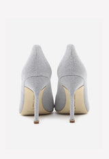 Manolo Blahnik Hangisi 105 Glitter Crystal Buckle Pumps HANGISI CLC 105 SILVER 9721 0600-0015 Silver