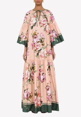 Dolce & Gabbana Floral Print Poplin Maxi Kaftan Pink I6BO8W GDAX9 S9000