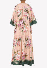 Dolce & Gabbana Floral Print Poplin Maxi Kaftan Pink I6BO8W GDAX9 S9000