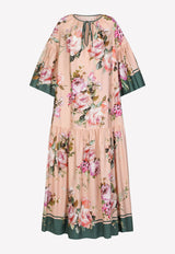 Dolce & Gabbana Floral Print Poplin Maxi Kaftan Pink I6BO8W GDAX9 S9000