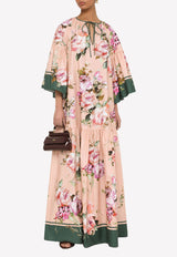 Dolce & Gabbana Floral Print Poplin Maxi Kaftan Pink I6BO8W GDAX9 S9000