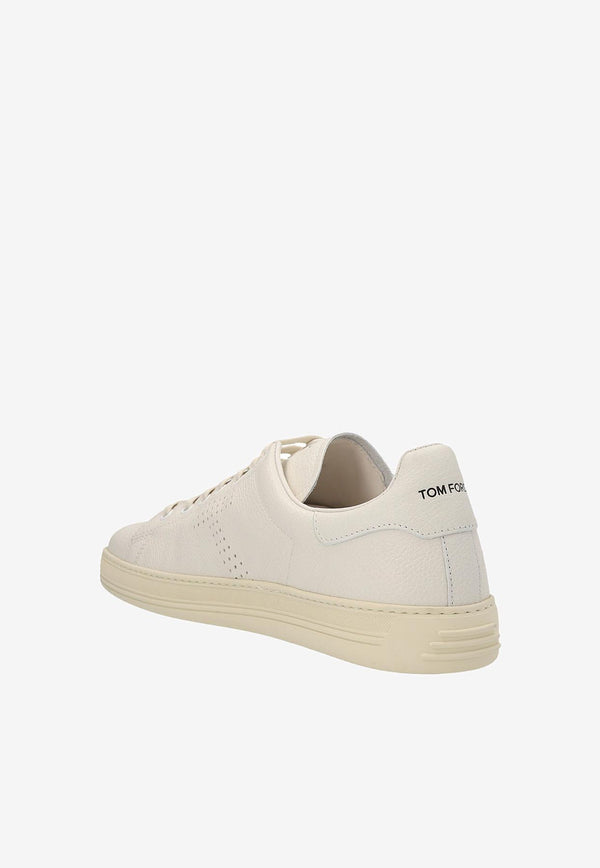 Tom Ford Logo Low-Top Leather Sneakers J1045-LCL045L 3WW06 White